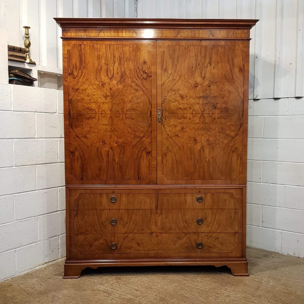 ANTIQUE BURR WALNUT LARGE CLOTHES PRESS C1920 View VII