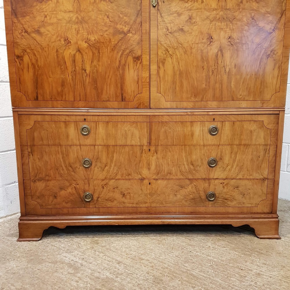 ANTIQUE BURR WALNUT LARGE CLOTHES PRESS C1920 View VIII