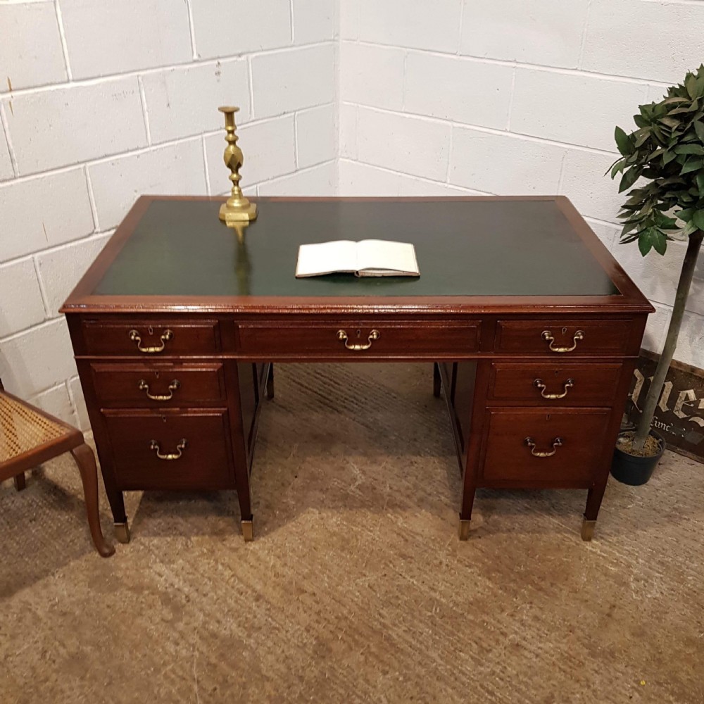 ANTIQUE MAHOGANY TWIN PEDESTAL DESK C1920 View III