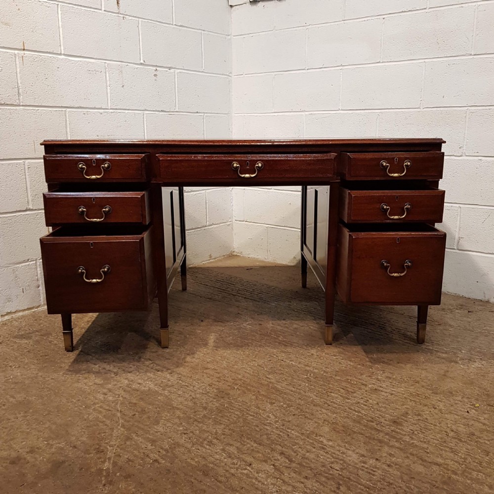 ANTIQUE MAHOGANY TWIN PEDESTAL DESK C1920 View VIII