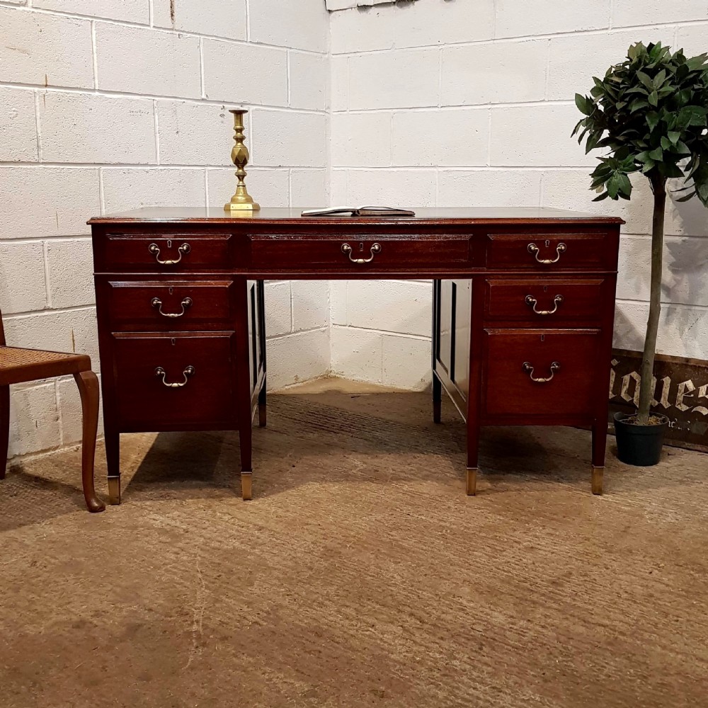 ANTIQUE MAHOGANY TWIN PEDESTAL DESK C1920 View IX
