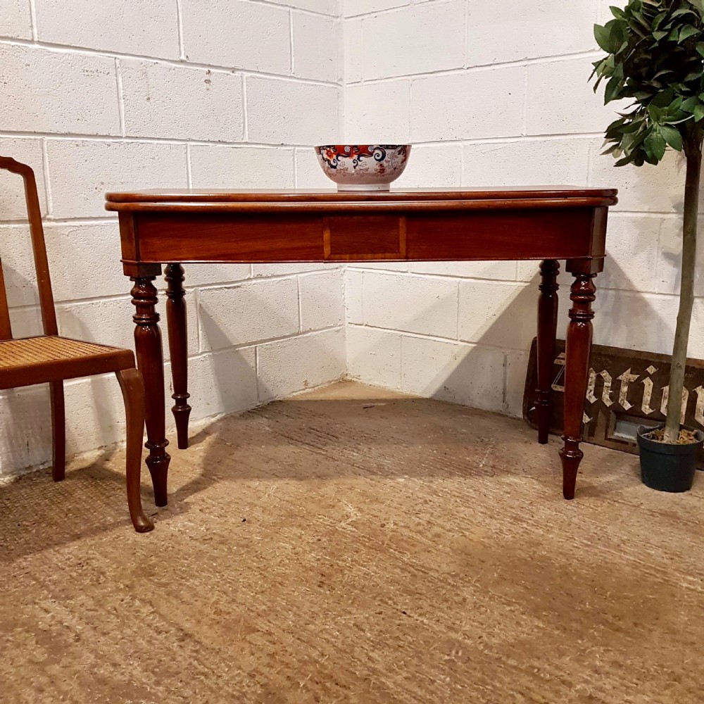 ANTIQUE REGENCY LARGE MAHOGANY D END FOLD OVER TEA DINING TABLE C1820