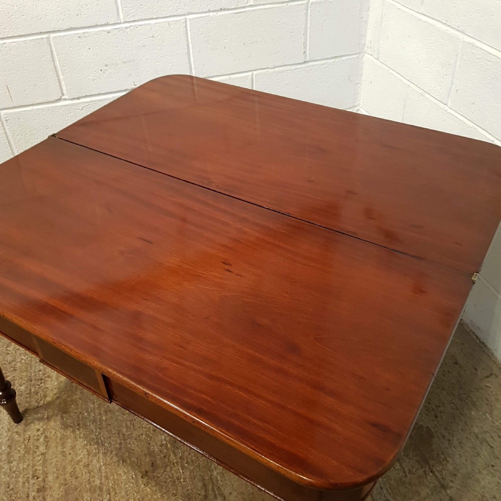 ANTIQUE REGENCY LARGE MAHOGANY D END FOLD OVER TEA DINING TABLE C1820 View II