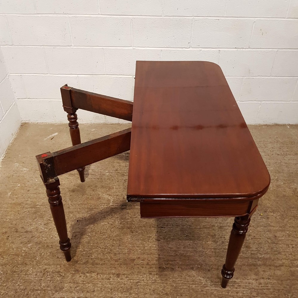 ANTIQUE REGENCY LARGE MAHOGANY D END FOLD OVER TEA DINING TABLE C1820 View V