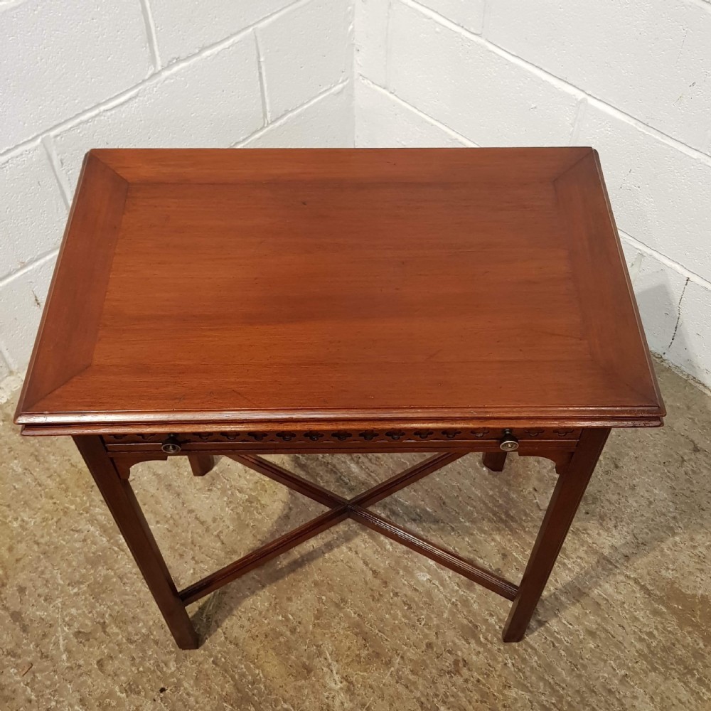 ANTIQUE SMALL EDWARDIAN MAHOGANY FOLD OVER GAMES TABLE C1900 View IV
