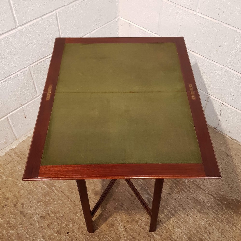 ANTIQUE SMALL EDWARDIAN MAHOGANY FOLD OVER GAMES TABLE C1900 View V
