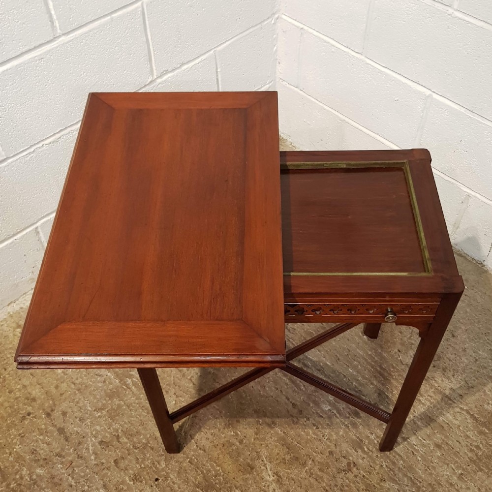 ANTIQUE SMALL EDWARDIAN MAHOGANY FOLD OVER GAMES TABLE C1900 View VI