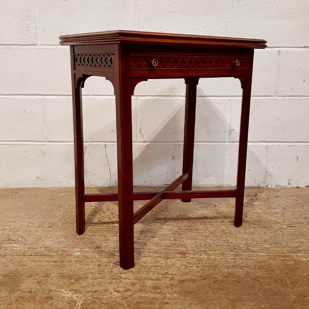 ANTIQUE SMALL EDWARDIAN MAHOGANY FOLD OVER GAMES TABLE C1900 View VII