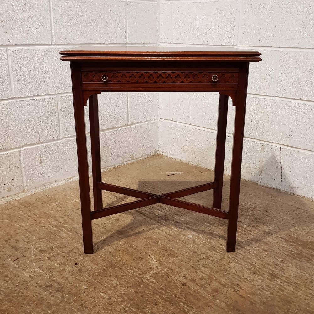 ANTIQUE SMALL EDWARDIAN MAHOGANY FOLD OVER GAMES TABLE C1900 View VIII