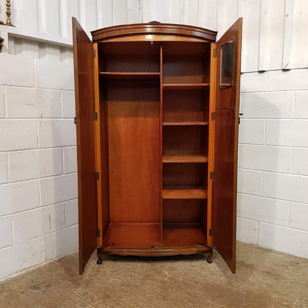 ANTIQUE SMALL BURR WALNUT BOW FRONT WARDROBE C1920 View VII