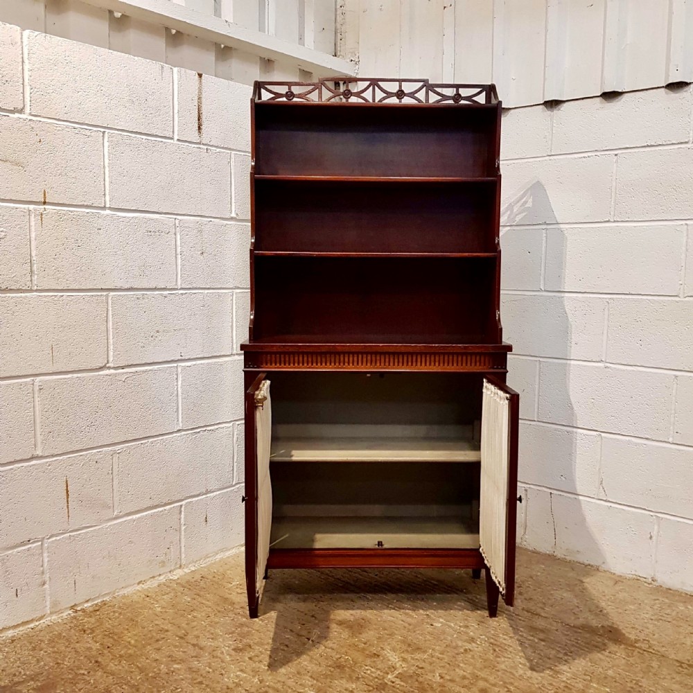 ANTIQUE EDWARDIAN REGENCY MAHOGANY WATERFALL BOOKCASE ON CUPBOARD C1900 View VII
