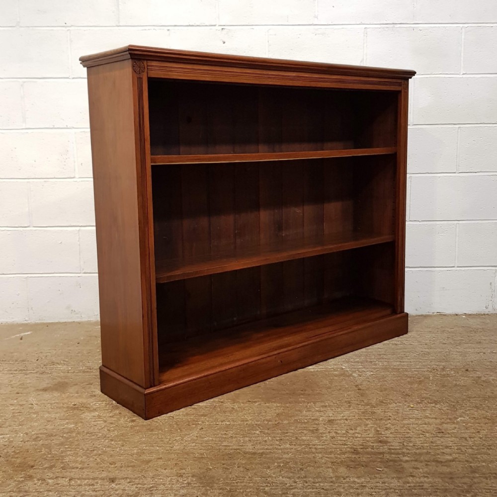 ANTIQUE LATE VICTORIAN WALNUT OPEN BOOKCASE C1890 View V