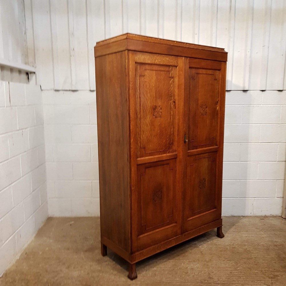 ANTIQUE ARTS & CRAFTS OAK DOUBLE WARDROBE C1890 View II