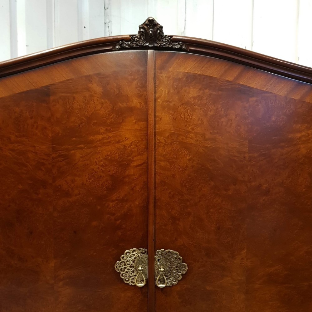 ANTIQUE BURR WALNUT DOUBLE WARDROBE C1920 View II