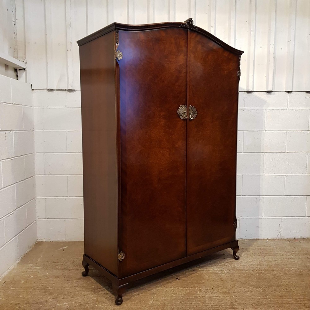 ANTIQUE BURR WALNUT DOUBLE WARDROBE C1920 View IV