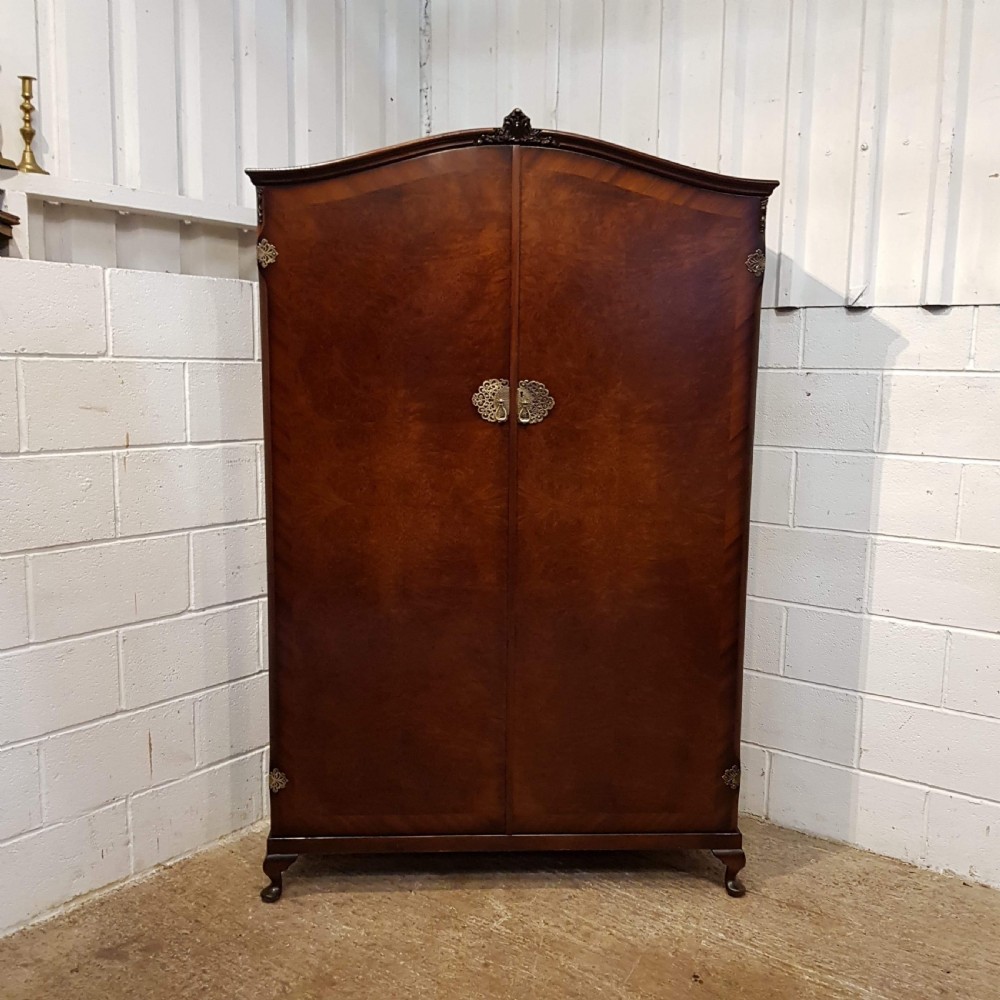 ANTIQUE BURR WALNUT DOUBLE WARDROBE C1920 View V
