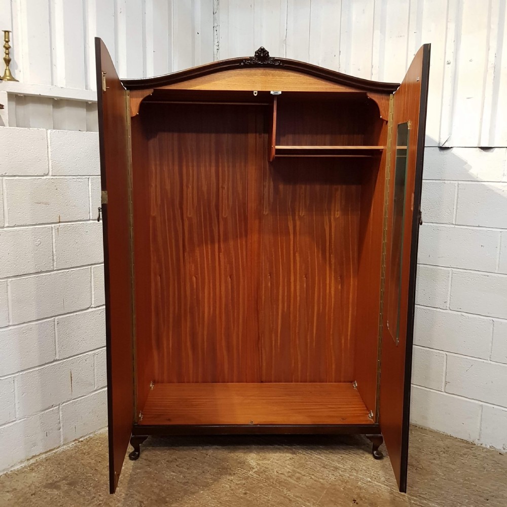 ANTIQUE BURR WALNUT DOUBLE WARDROBE C1920 View VI