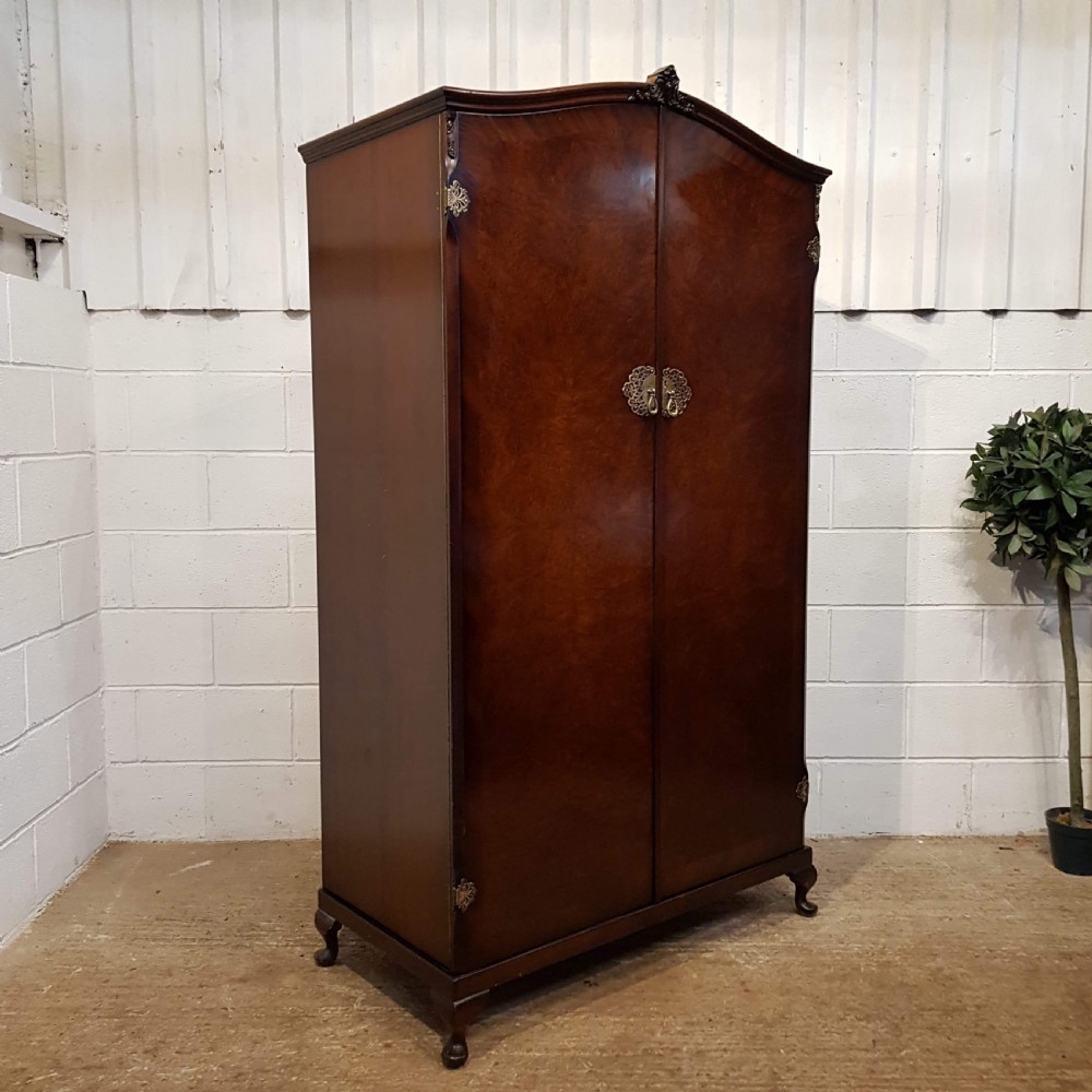 ANTIQUE BURR WALNUT GENTS FITTED WARDROBE C1920 View IV