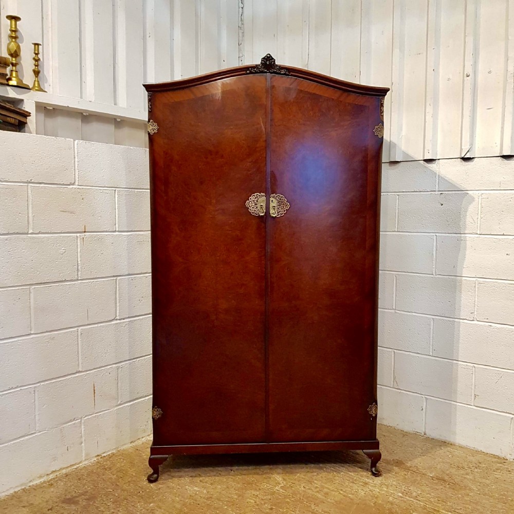 ANTIQUE BURR WALNUT GENTS FITTED WARDROBE C1920 View VII