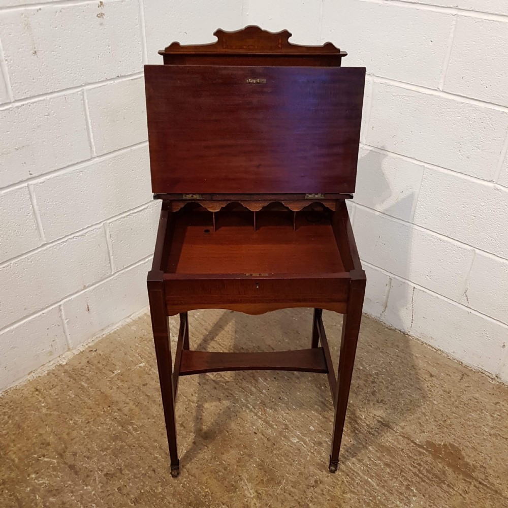 ANTIQUE EDWARDIAN BONHEUR DU JOUR MAHOGANY LADIES WRITING DESK C1900 View IV
