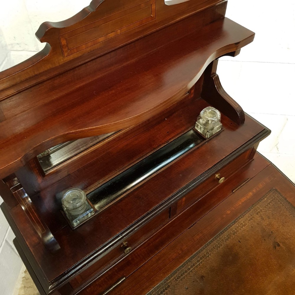 ANTIQUE EDWARDIAN BONHEUR DU JOUR MAHOGANY LADIES WRITING DESK C1900 View VI