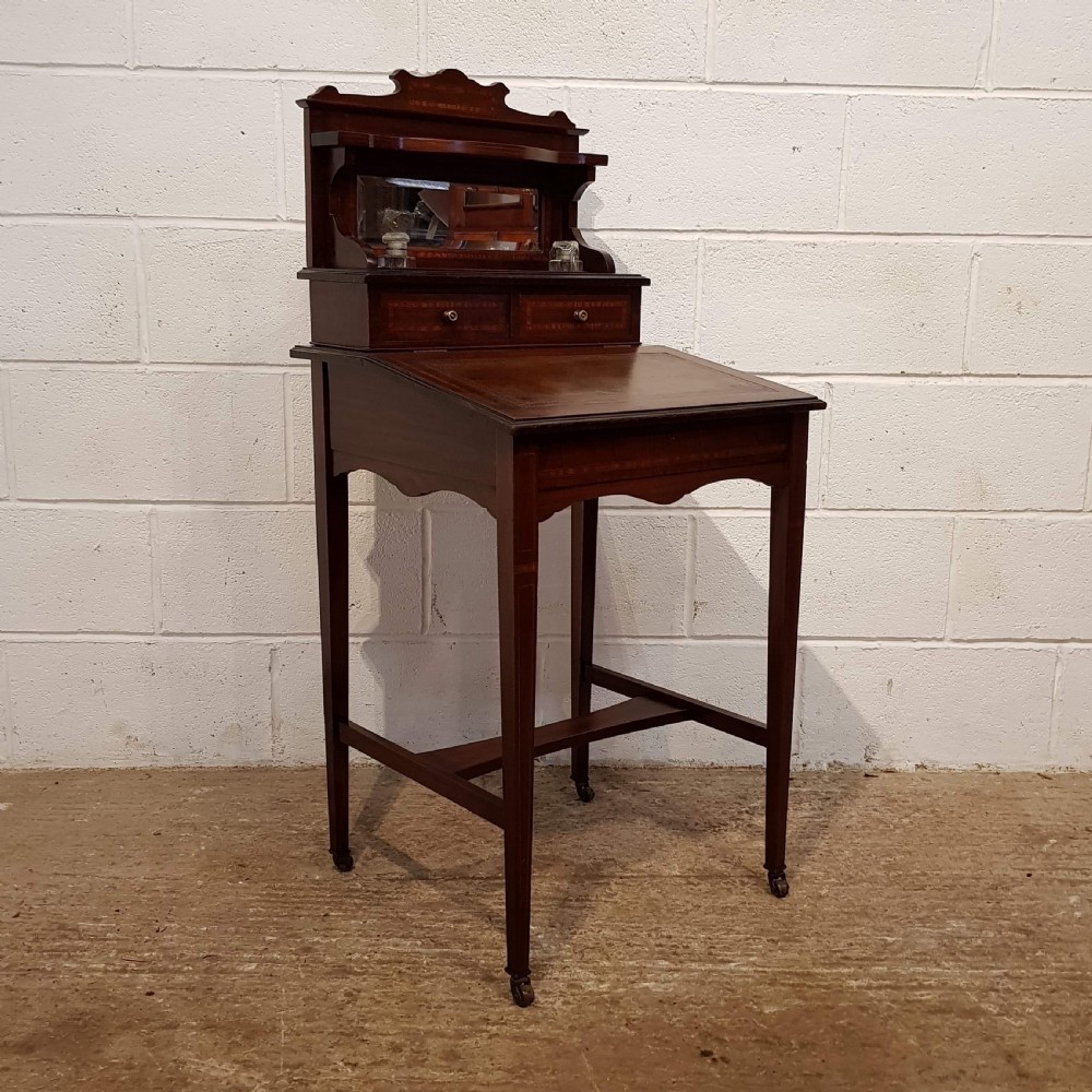 ANTIQUE EDWARDIAN BONHEUR DU JOUR MAHOGANY LADIES WRITING DESK C1900 View VII