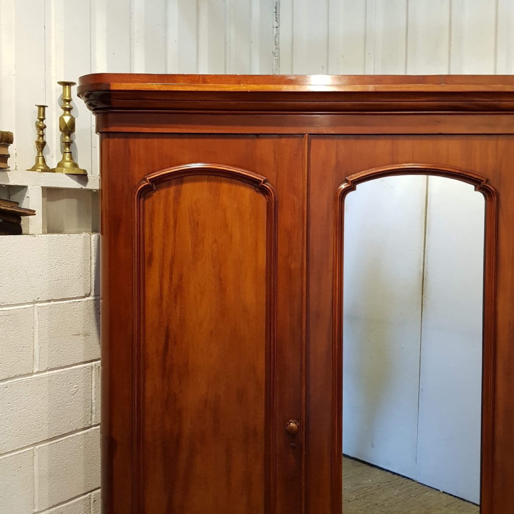 ANTIQUE VICTORIAN MAHOGANY TRIPLE WARDROBE C1880 View IV