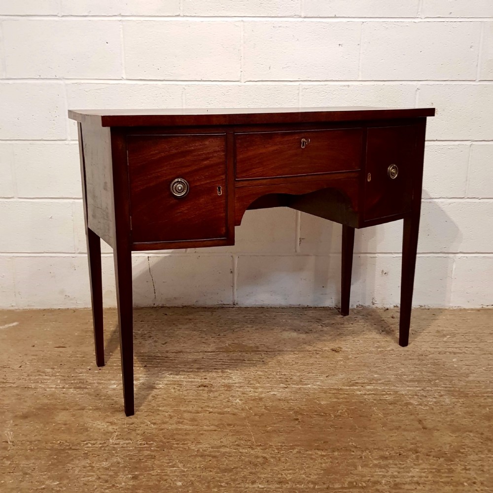 ANTIQUE SMALL REGENCY MAHOGANY BOW FRONT SIDEBOARD C1820 View III