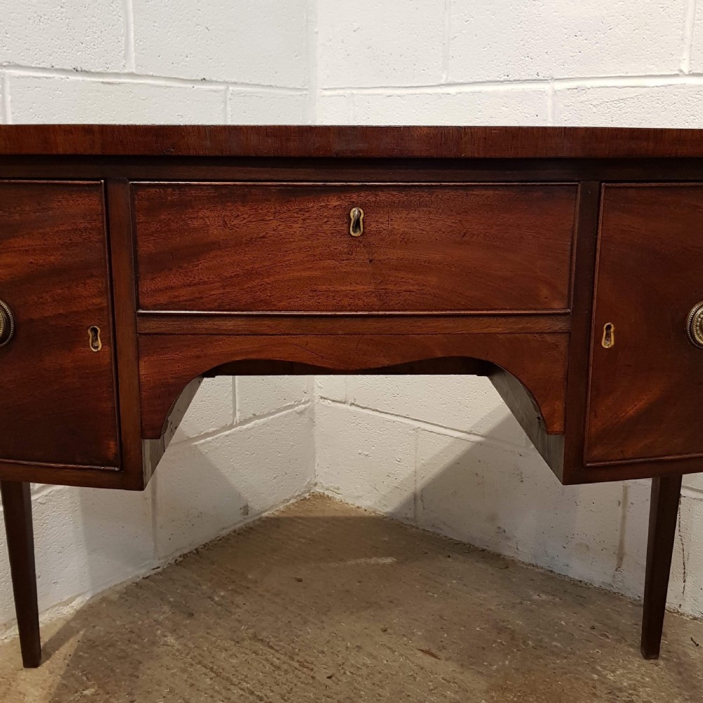ANTIQUE SMALL REGENCY MAHOGANY BOW FRONT SIDEBOARD C1820 View IV