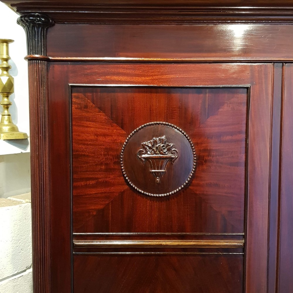 ANTIQUE LATE VICTORIAN CUBAN MAHOGANY TRIPLE WARDROBE C1890 View V
