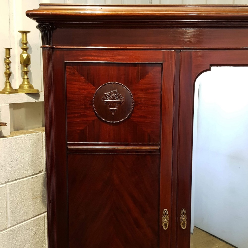 ANTIQUE LATE VICTORIAN CUBAN MAHOGANY TRIPLE WARDROBE C1890 View VII