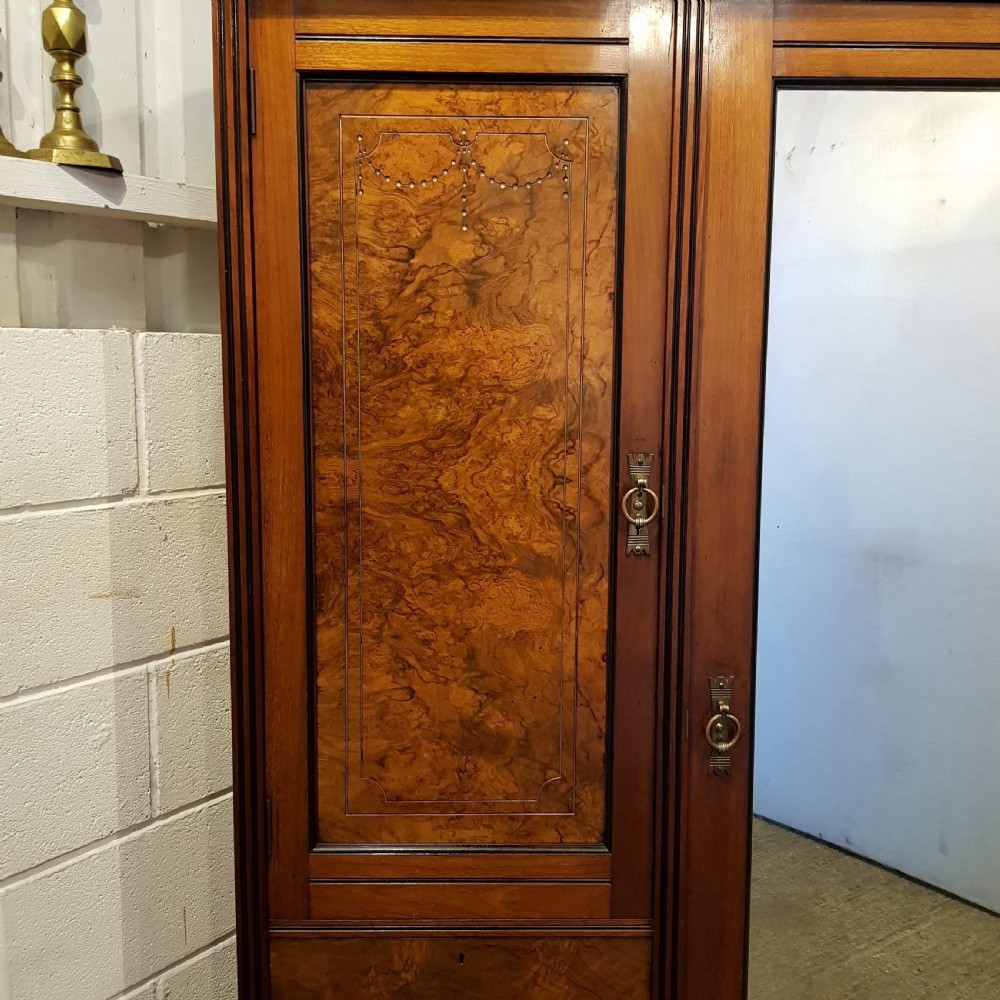 ANTIQUE EDWARDIAN BURR WALNUT TRIPLE WARDROBE COMPACTUM C1900 View II