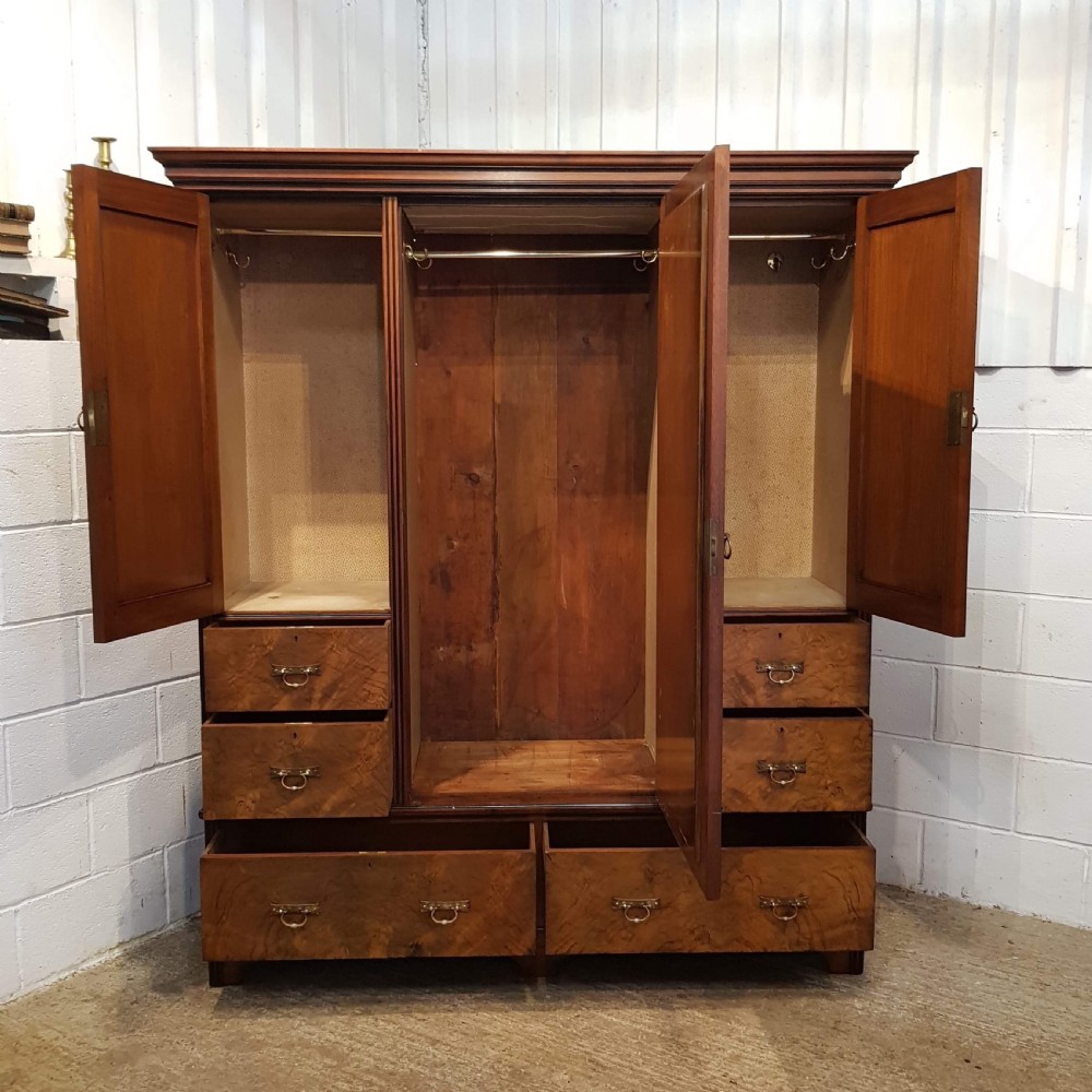 ANTIQUE EDWARDIAN BURR WALNUT TRIPLE WARDROBE COMPACTUM C1900 View IV