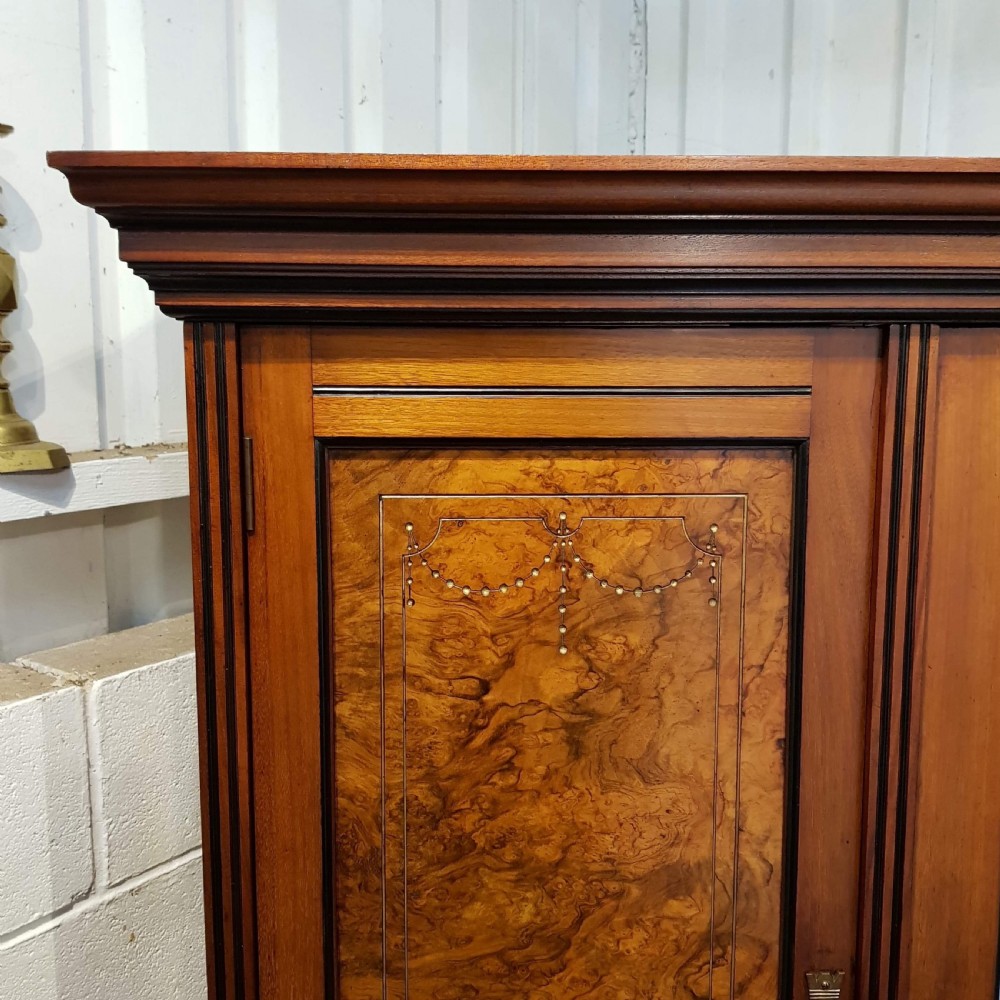ANTIQUE EDWARDIAN BURR WALNUT TRIPLE WARDROBE COMPACTUM C1900 View VI