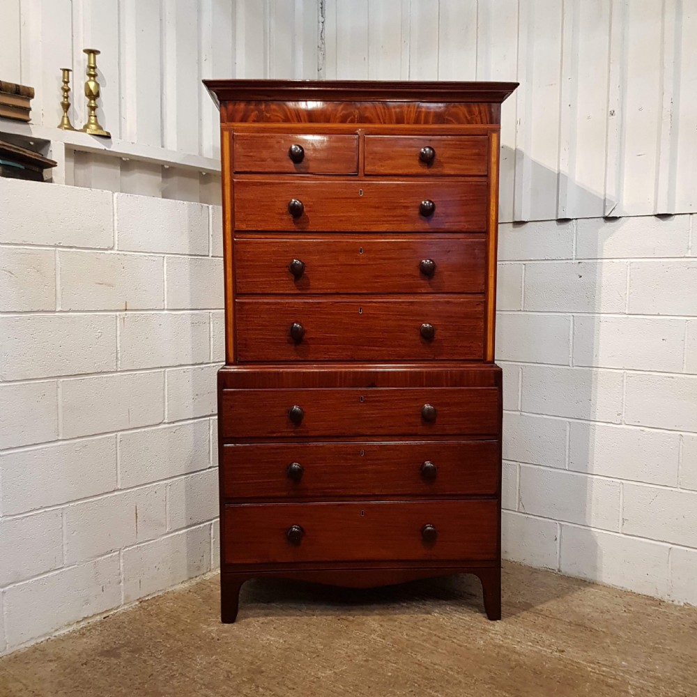 ANTIQUE LATE REGENCY MAHOGANY CHEST ON CHEST C1820 View IV