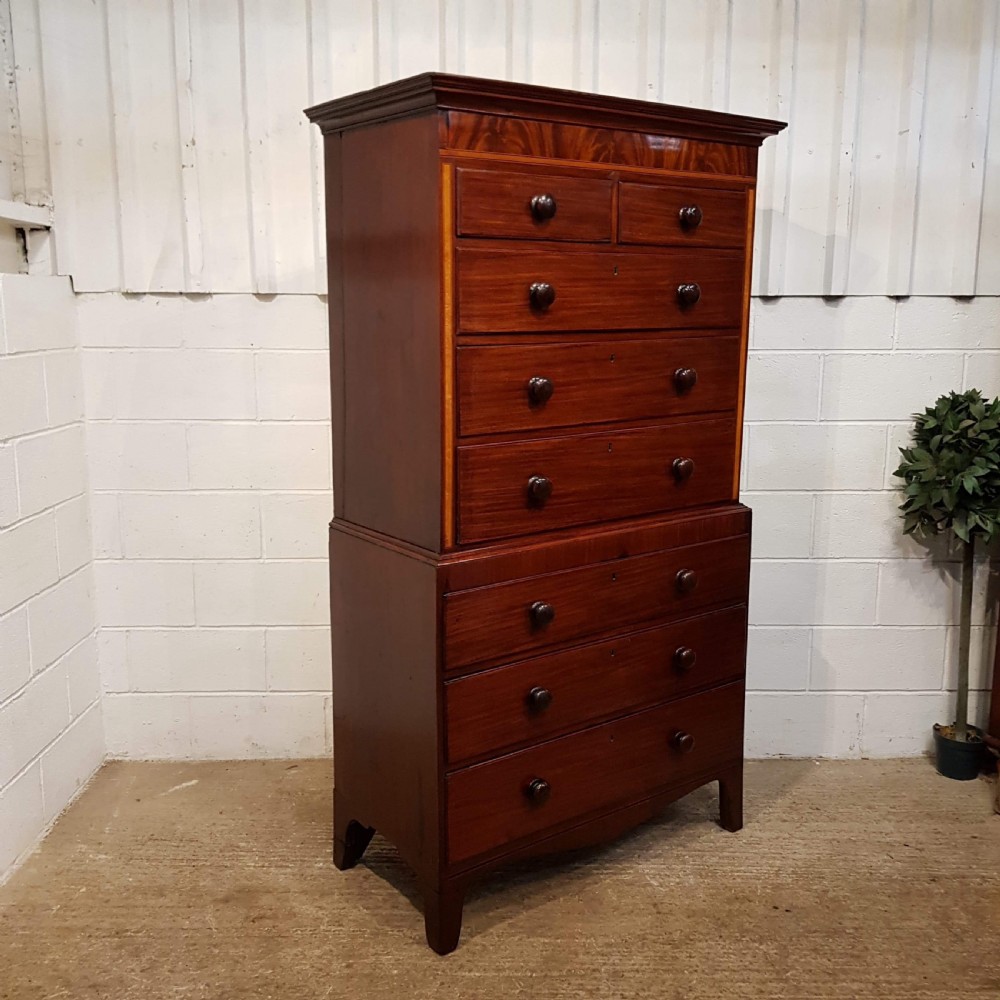ANTIQUE LATE REGENCY MAHOGANY CHEST ON CHEST C1820 View V