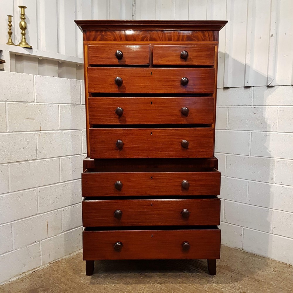 ANTIQUE LATE REGENCY MAHOGANY CHEST ON CHEST C1820 View VII