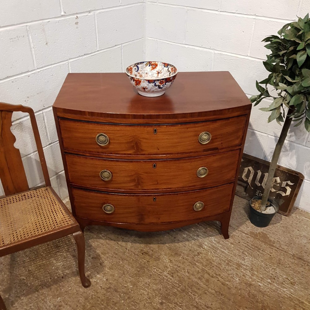 ANTIQUE REGENCY MAHOGANY BOW FRONT CHEST OF DRAWERS C1820 View VII