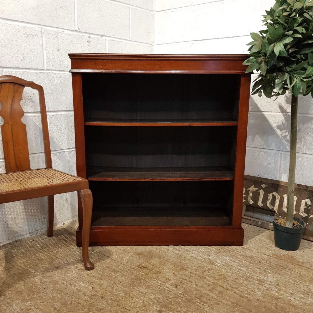ANTIQUE VICTORIAN MAHOGANY OPEN BOOKCASE C1880