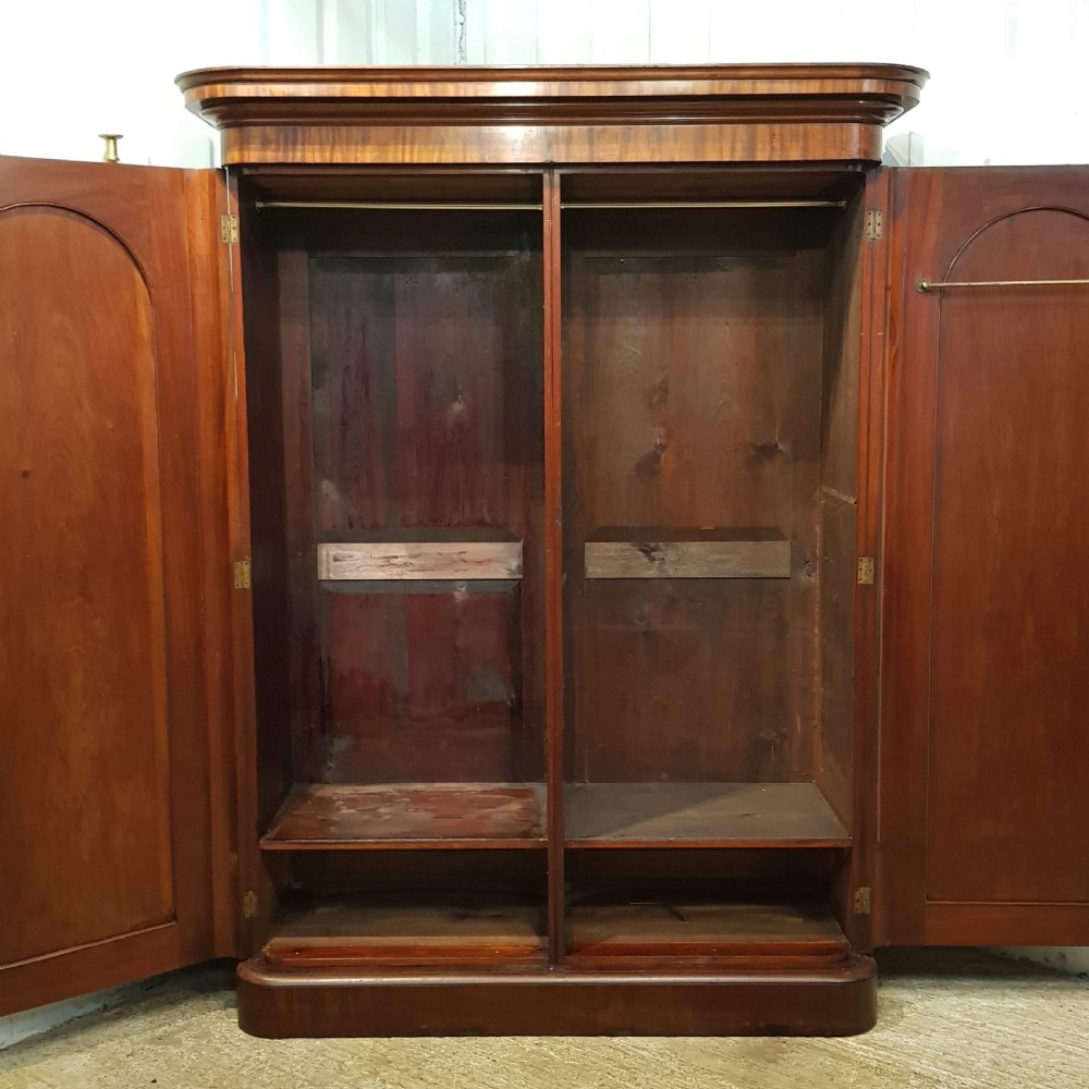 ANTIQUE VICTORIAN FLAMED MAHOGANY DOUBLE WARDROBE C1880 View II