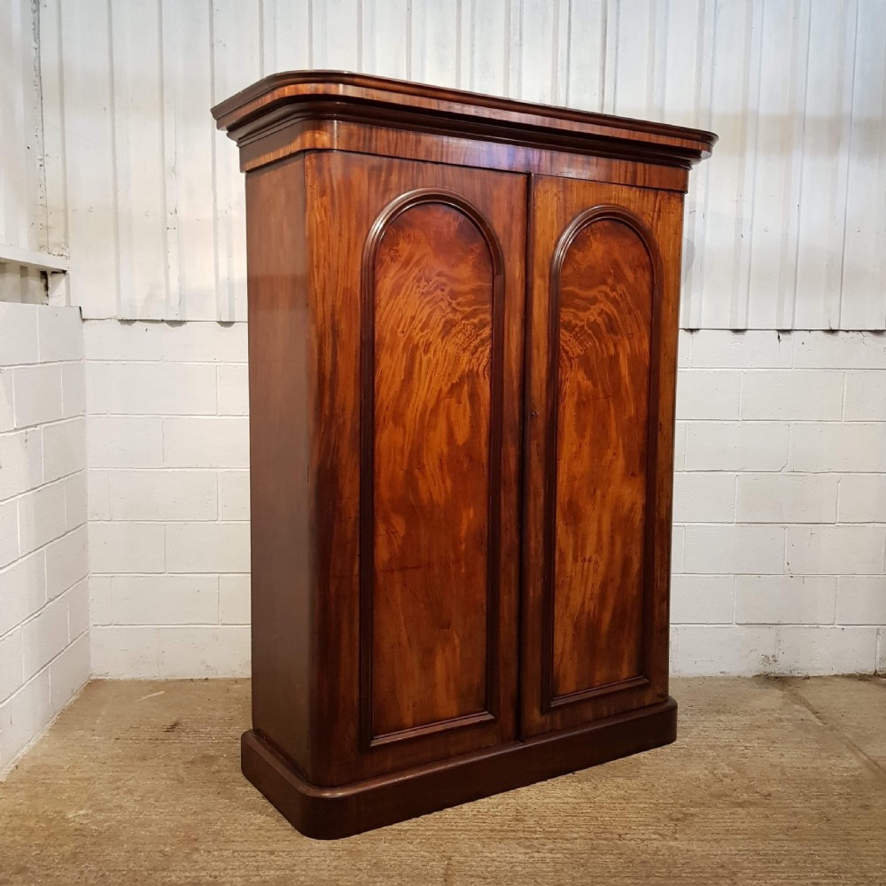 ANTIQUE VICTORIAN FLAMED MAHOGANY DOUBLE WARDROBE C1880 View IV