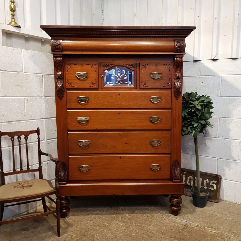 SUPERB ANTIQUE LARGE VICTORIAN MAHOGANY SCOTCH CHEST OF DRAWERS C1880