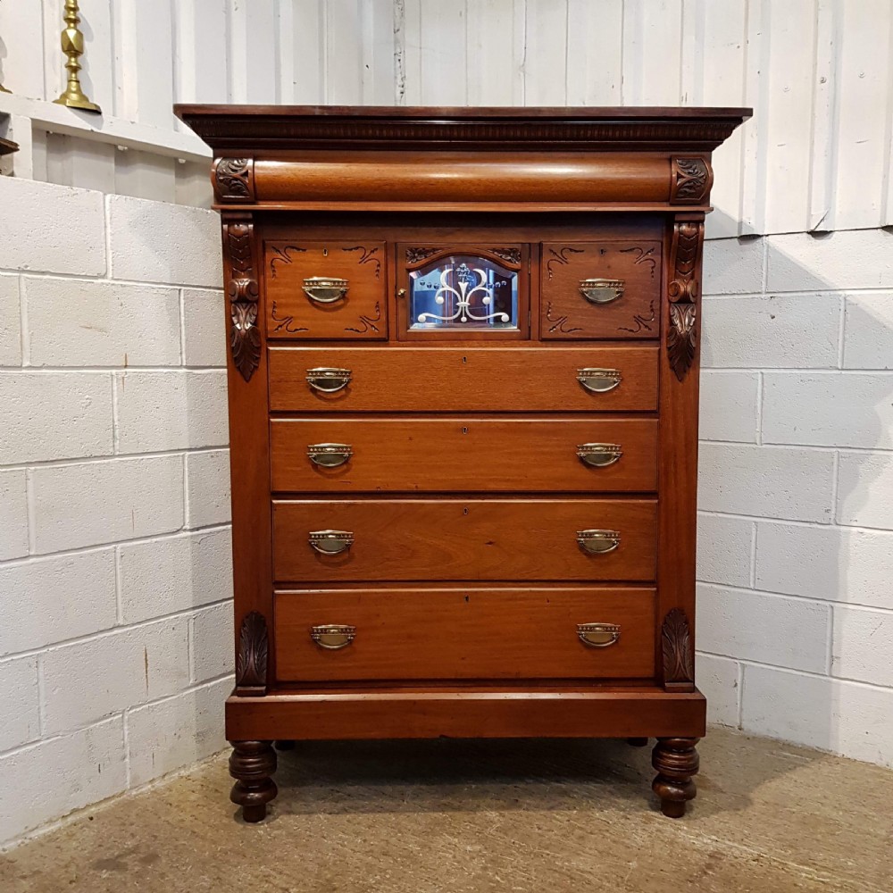 SUPERB ANTIQUE LARGE VICTORIAN MAHOGANY SCOTCH CHEST OF DRAWERS C1880 View V