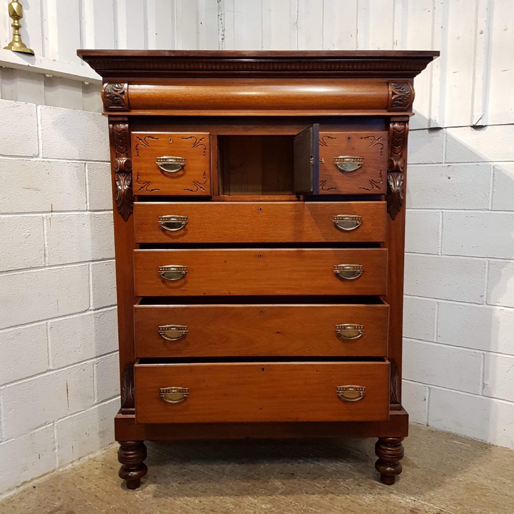 SUPERB ANTIQUE LARGE VICTORIAN MAHOGANY SCOTCH CHEST OF DRAWERS C1880 View VII