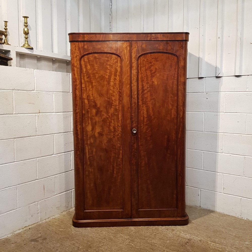 ANTIQUE VICTORIAN FLAMED MAHOGANY DOUBLE WARDROBE C1880 View VI