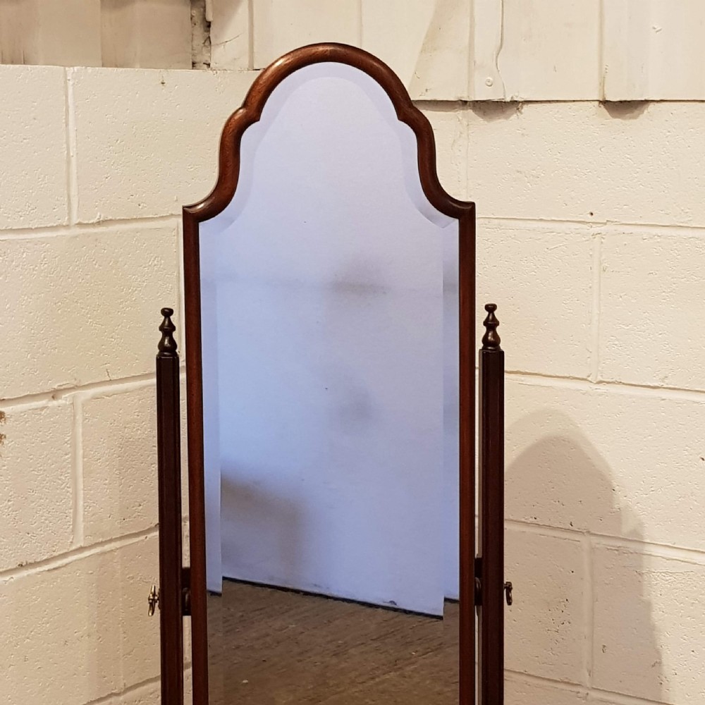 ANTIQUE QUEEN ANNE MAHOGANY CHEVAL MIRROR C1920 View III