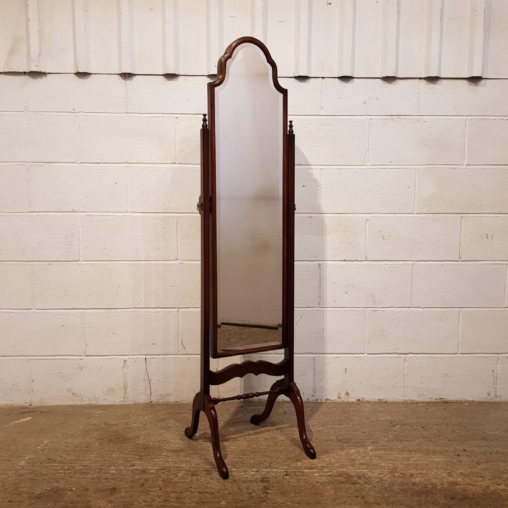 ANTIQUE QUEEN ANNE MAHOGANY CHEVAL MIRROR C1920 View IV