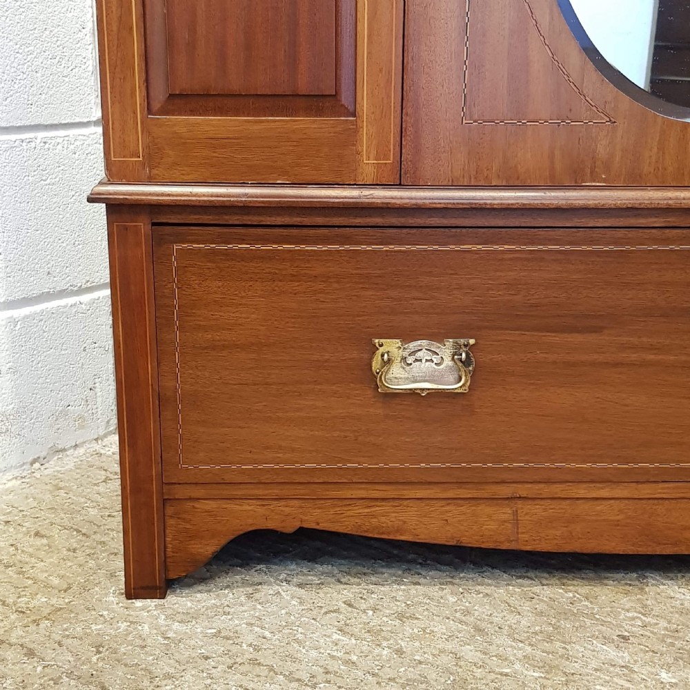 ANTIQUE EDWARDIAN I LAID MAHOGANY SINGLE WARDROBE C1900 View VII