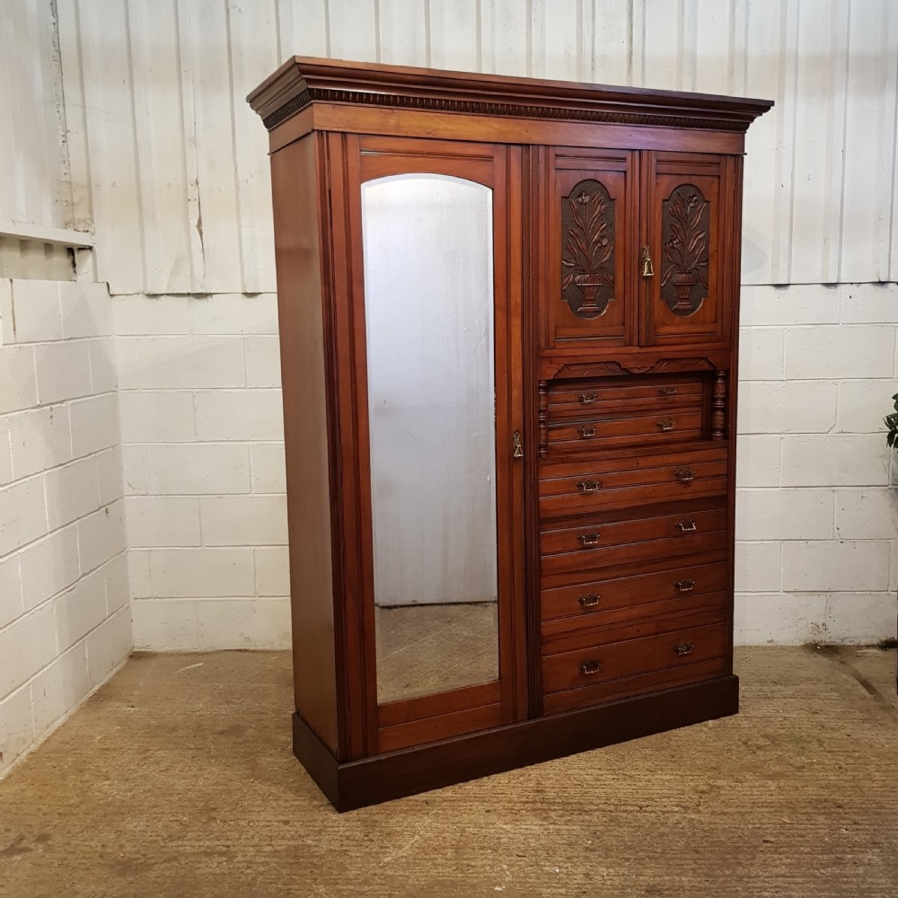 ANTIQUE LATE VICTORIAN WALNUT COMBINATION WARDROBE C1890 View VI