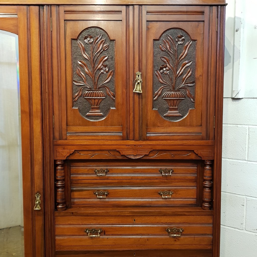 ANTIQUE LATE VICTORIAN WALNUT COMBINATION WARDROBE C1890 View VII